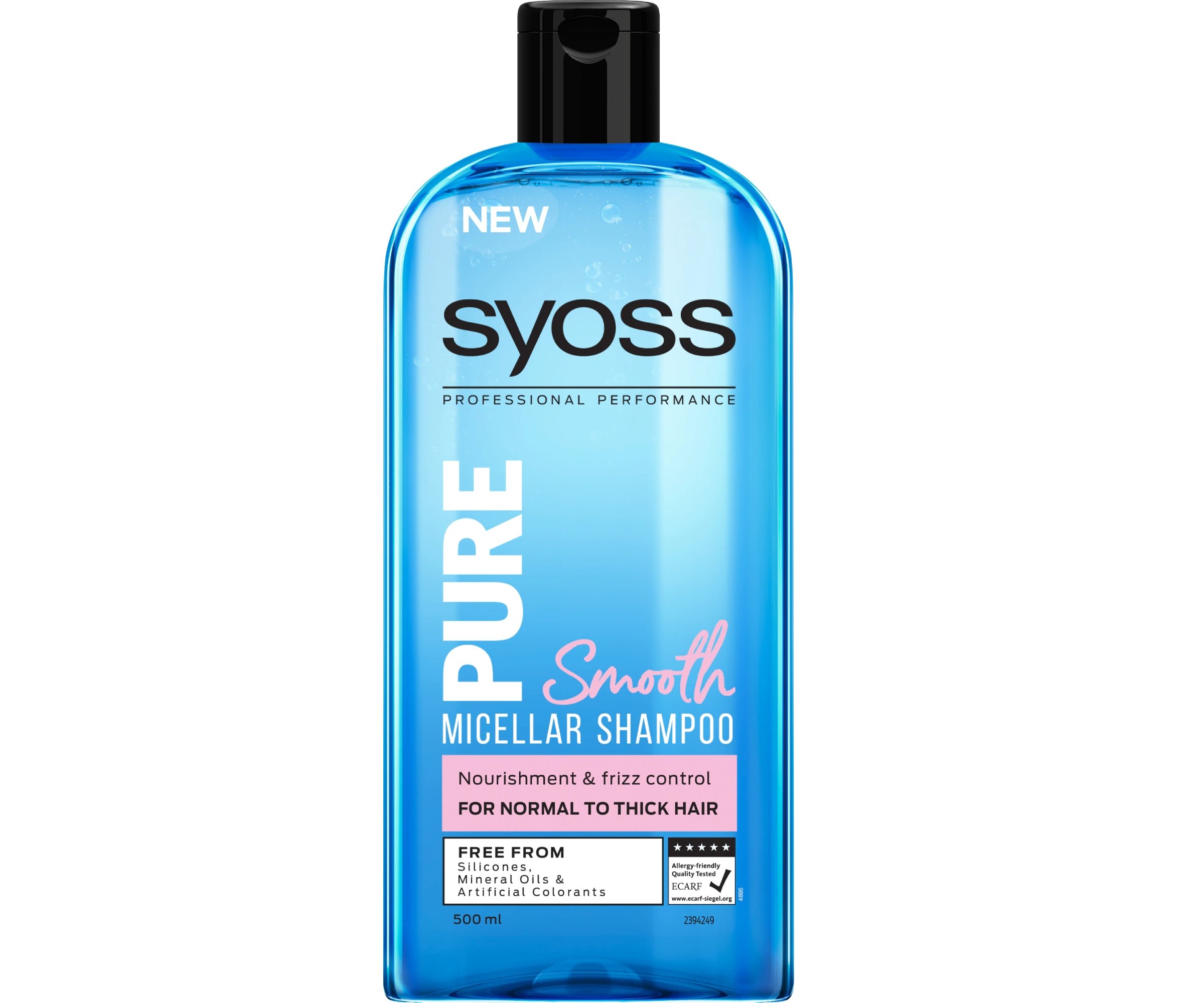 Syoss Pure Smooth, Мицеларен шампоан за нормална до гъста коса, 500 ml.